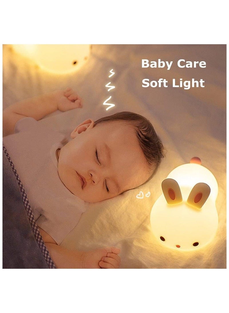 FEND فاندي ضوء الليل لطيف على شكل أرنب للأطفال، مصباح ليلي للأطفال في غرفة النوم، مصباح محمول من السيليكون مع بطارية LED - Image 2